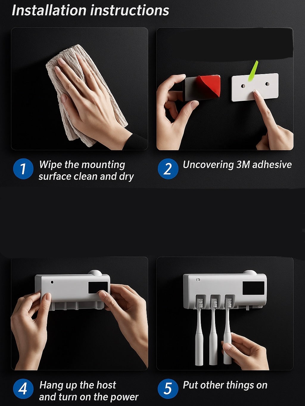 UV Toothbrush Sterilizer & Wall Mount Holder